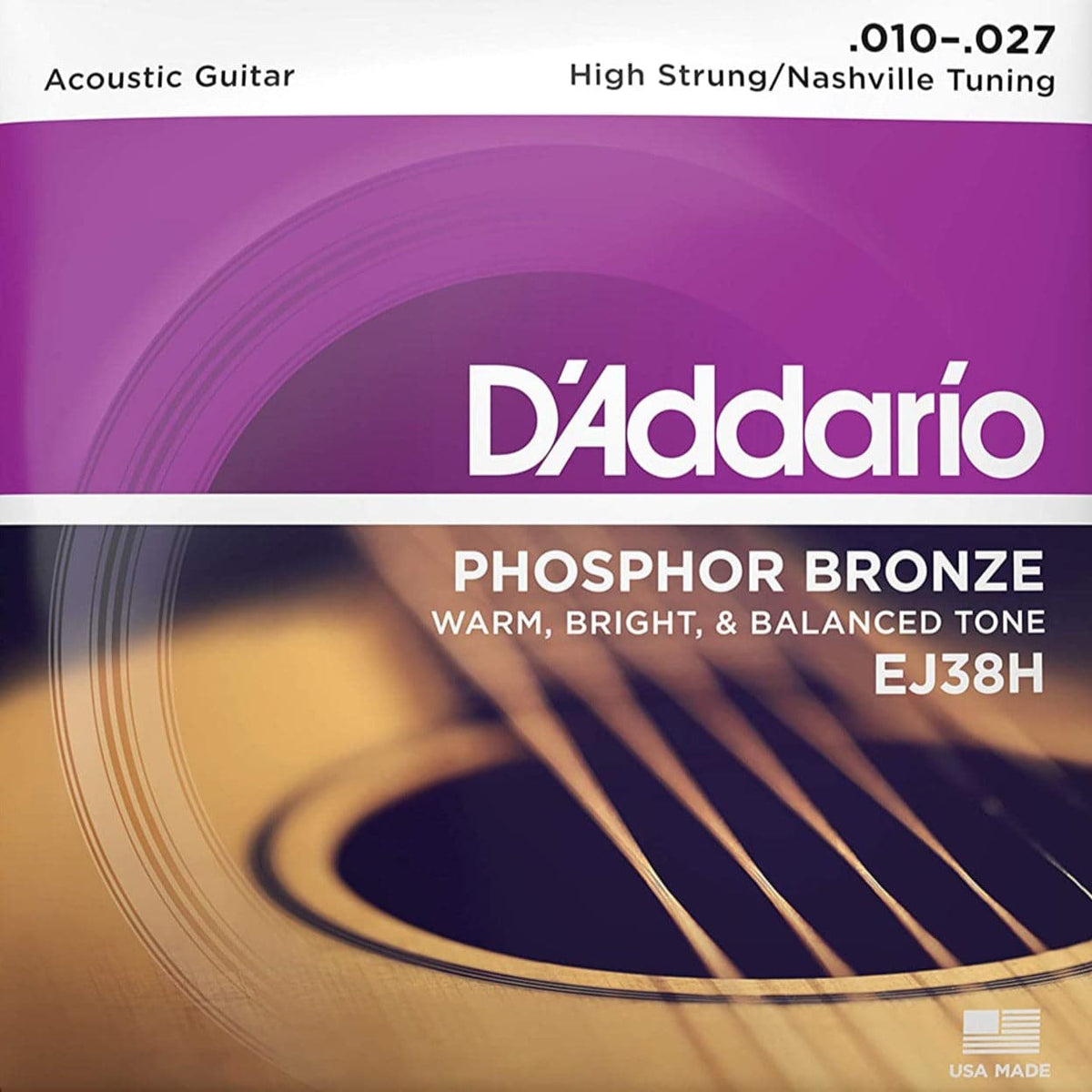 D'Addario EJ38H Phosphor Bronze, High Strung/Nashville Tuning, 10-27