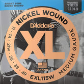 D'Addario EXL115W XL Electric Guitar Strings - Medium - Wound 3rd - 11-49