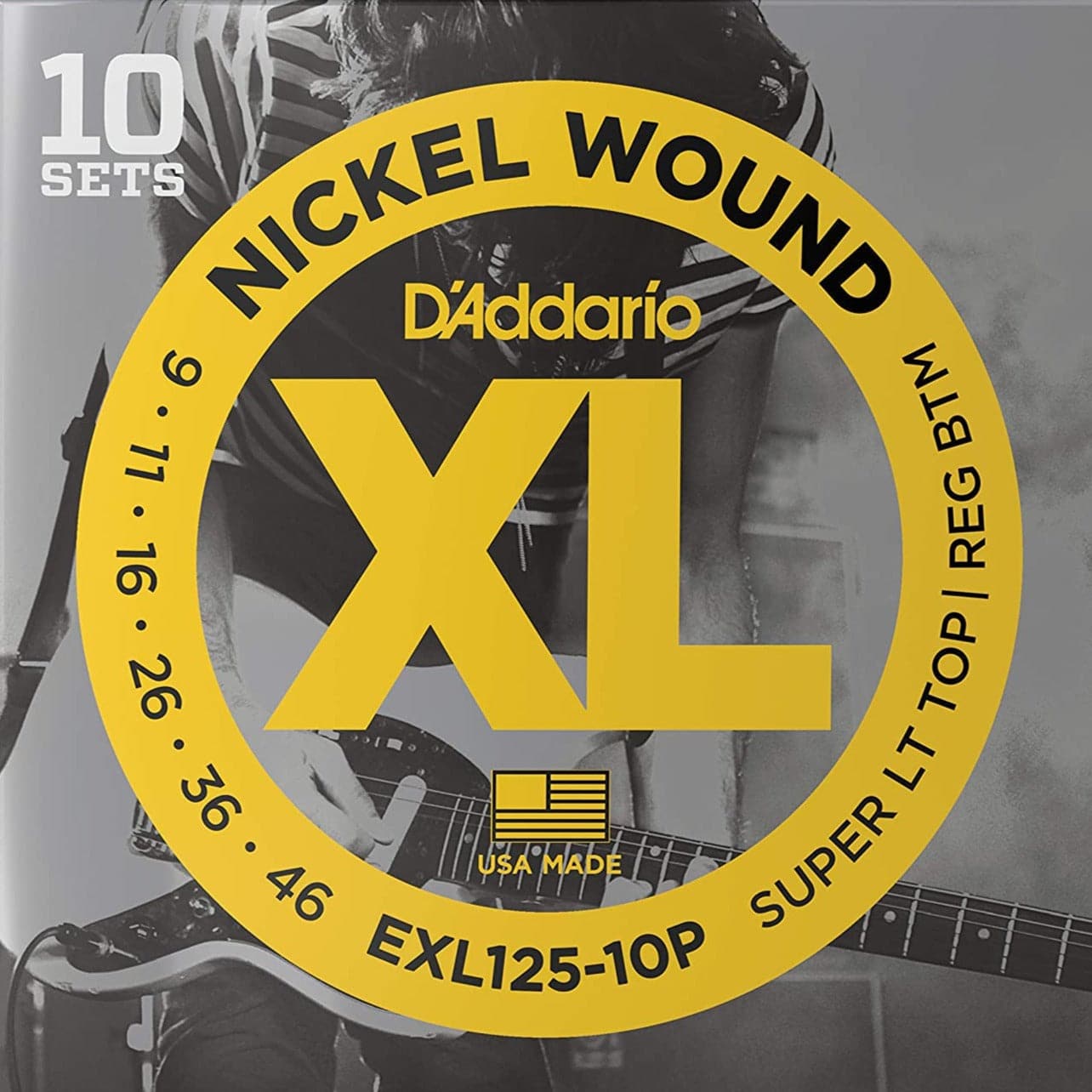 D'Addario EXL125-10P XL Electric Guitar Strings - LT Top / Reg Bottom 9-46 - 10 Pack