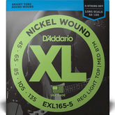D'Addario EXL165-5 XL 5 String Bass Guitar Strings Long Scale Custom light Gauge 45-135