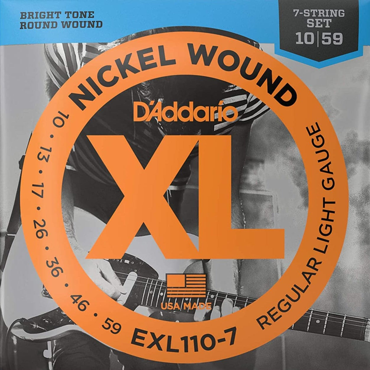 D'Addario EXL110-7 XL Electric Guitar Strings - Regular Light - 10-59 for 7 String