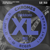 D'Addario ECG25 XL Chromes Flatwound Electric Guitar Strings Light 12-52
