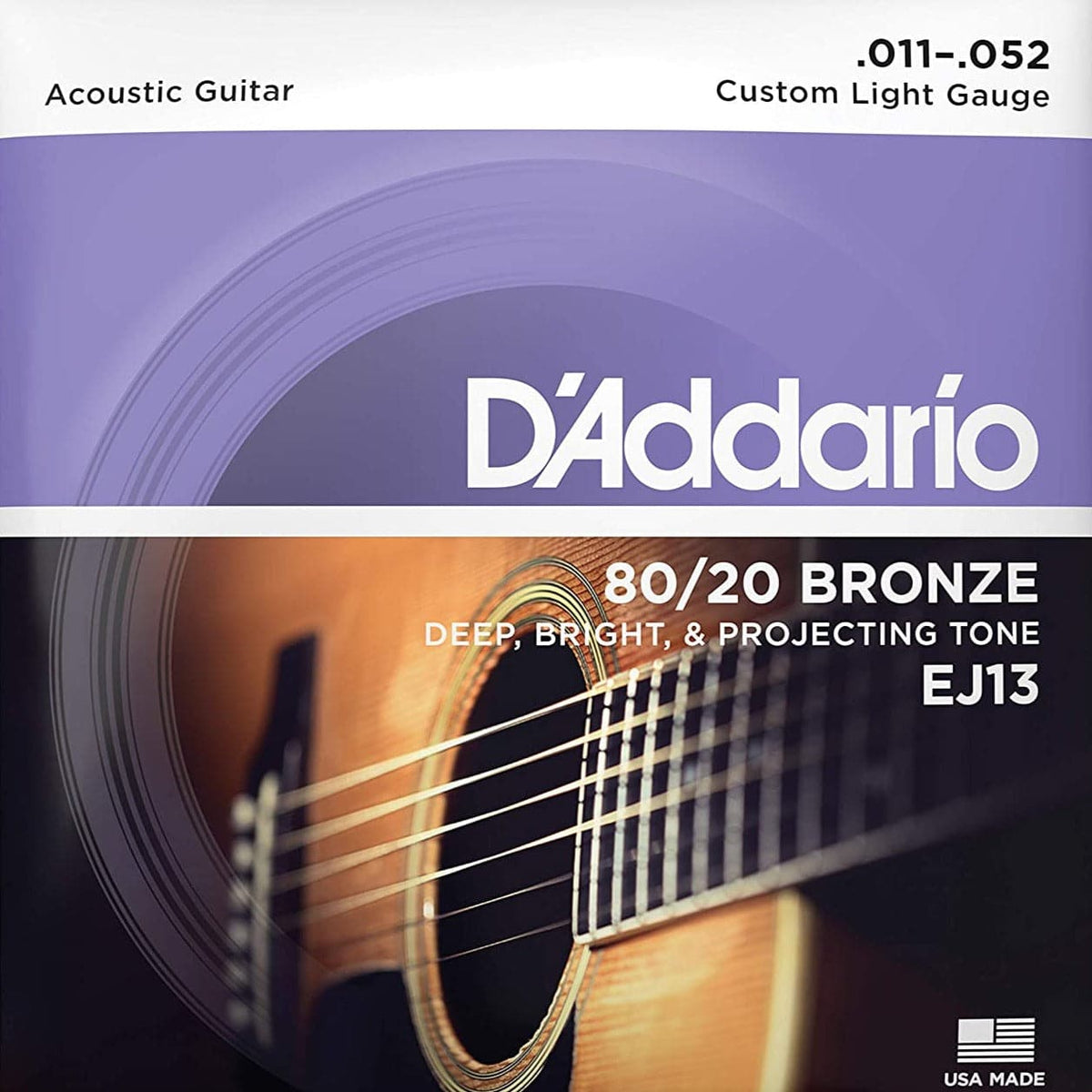 D'Addario EJ13 80/20 Bronze Acoustic Guitar Strings - Custom Light - 11-52