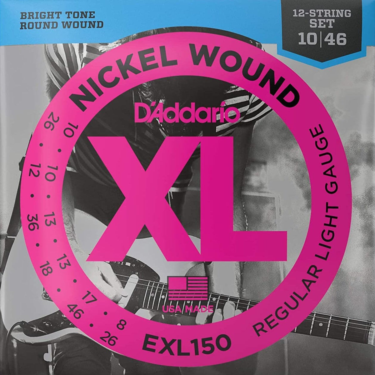 D'Addario EXL150 Electric Nickel Wound 12-String Regular Light - 10-46