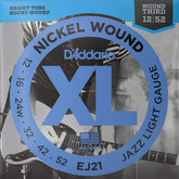 D'Addario EJ21 Nickel Wound, Jazz Light Guitar Strings, 12-52
