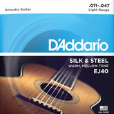 D'Addario EJ40 Silk & Steel Acoustic Guitar Strings Light - 11-47