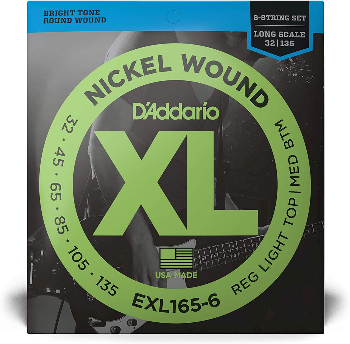 D'Addario EXL165-6 Nickel Wound 6-String Bass Guitar Strings - Regular Light - 32-135