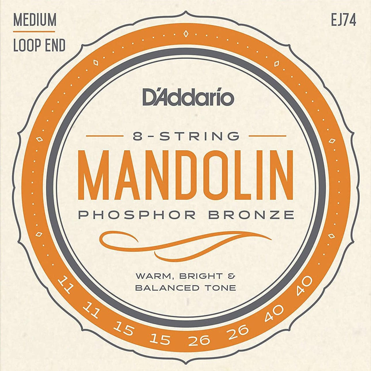 D'Addario EJ74 Phosphor Bronze Mandolin Strings - Medium 11-40