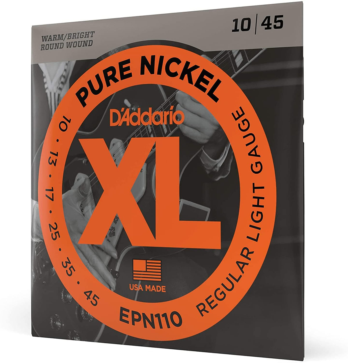 D'Addario EPN110 Pure Nickel Electric Guitar Strings - Regular Light - 10-45