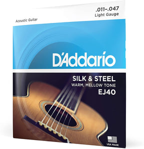 D'Addario EJ40 Silk & Steel Acoustic Guitar Strings Light - 11-47