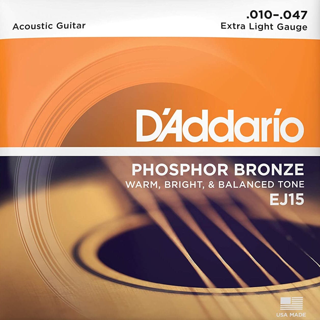 D'Addario EJ15 Phosphor Bronze Acoustic Guitar Strings Extra Light 10-47