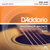 D'Addario EJ15 Phosphor Bronze Acoustic Guitar Strings Extra Light 10-47