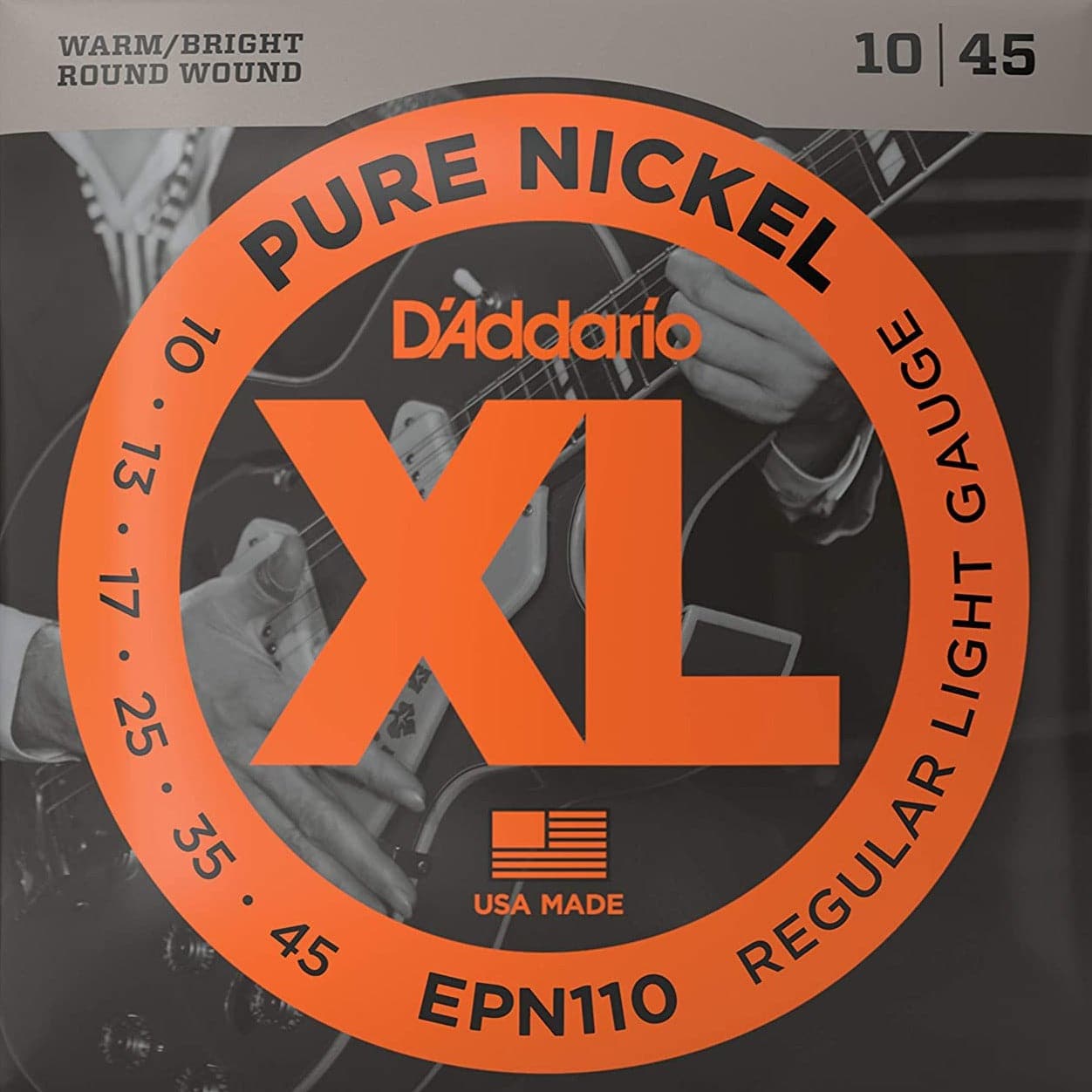 D'Addario EPN110 Pure Nickel Electric Guitar Strings - Regular Light - 10-45