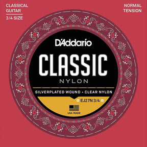 D'Addario EJ27N 3/4 Student Nylon Fractional Classical Guitar Strings - Normal Tension