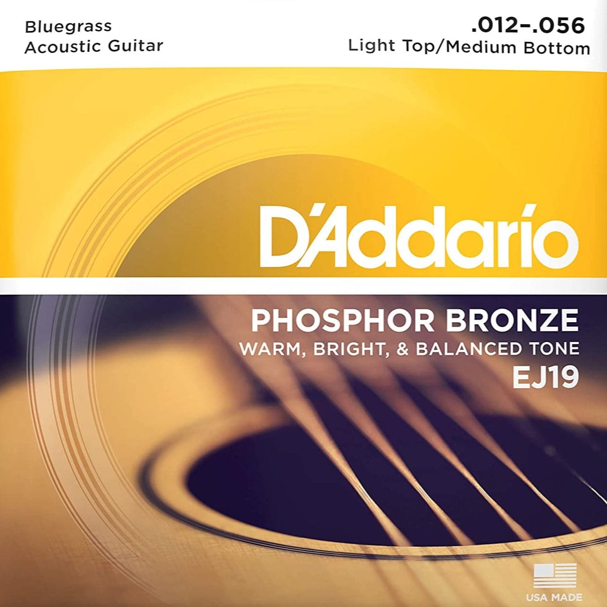 D'Addario EJ19 Phosphor Bronze Acoustic Guitar Strings - Bluegrass - 12-56