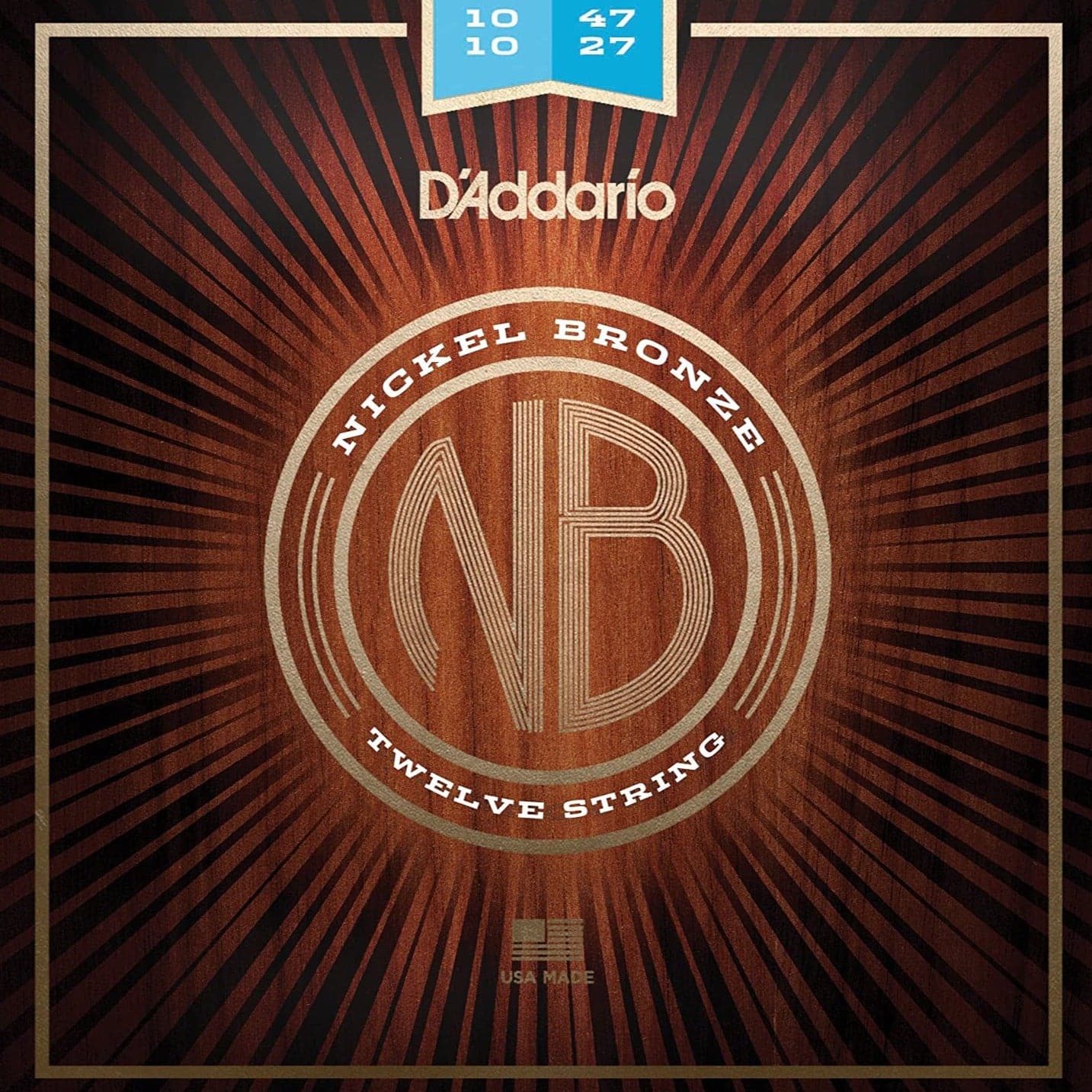 D'Addario NB1047-12 Nickel Bronze 12 String Acoustic Guitar Strings - Extra Light - 10-47