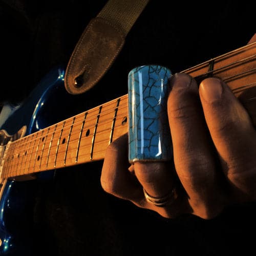 Star Singer Ceramic Guitar Slide - Handmade in Glastonbury England - Blue Lagoon