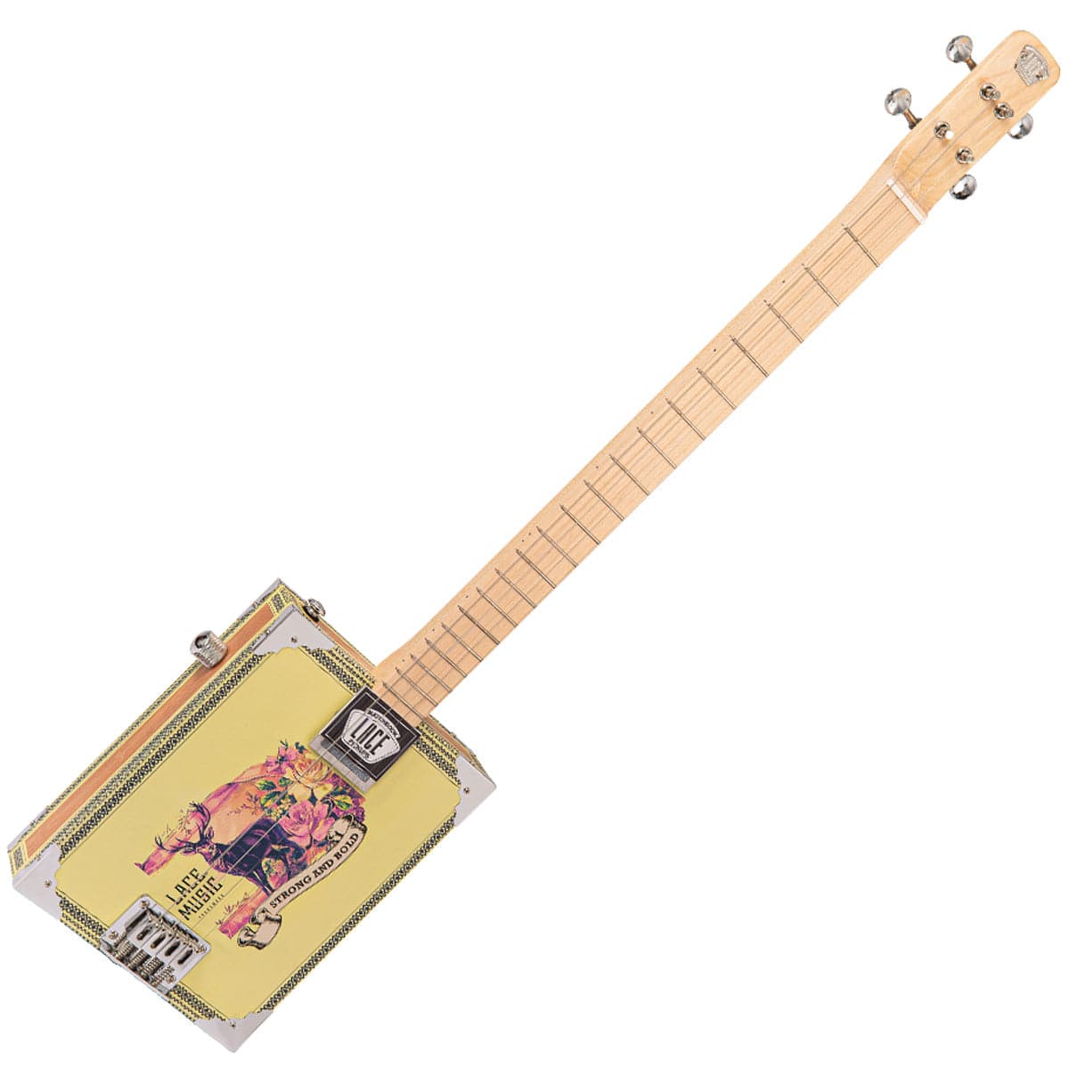 Lace Cigar Box Electric Guitar ~ 4 String ~ Deer Crossing