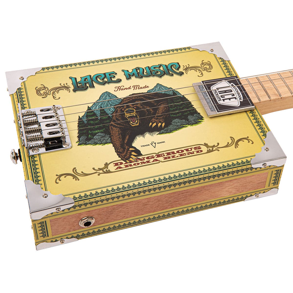 Lace Cigar Box Electric Guitar ~ 4 String ~ Grizzly Bear