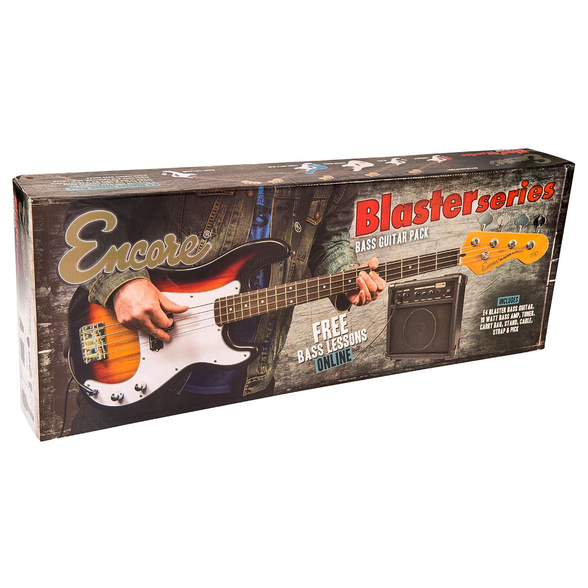 Encore E4 Bass Guitar Pack ~ Candy Apple BlueEncore E4 Bass Guitar Pack ~ Candy Apple Blue