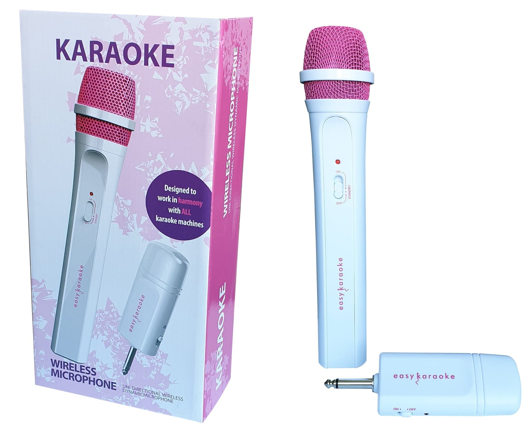 Easy Karaoke Wireless Microphone ~ Pink/White