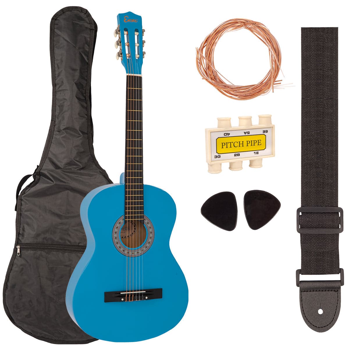 Encore Full Size Classic Guitar Pack ~ Blue