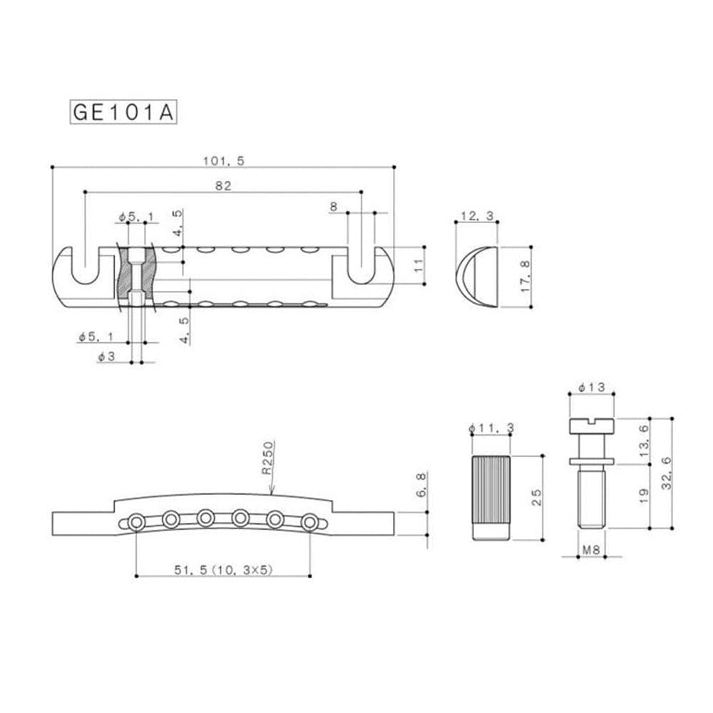 Gotoh GE101A Aluminium Stopbar Tailpiece Bridge for Gibson Les Paul - Gold