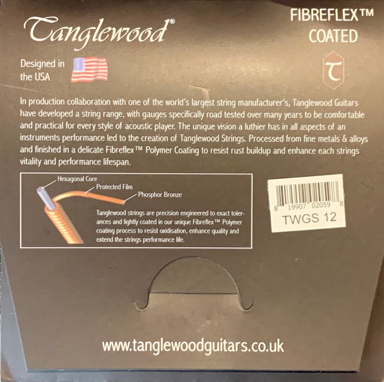 Tanglewood Phosphor Bronze FibreFlex Coated Acoustic Guitar Strings - 12-53