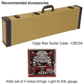 Lace Cigar Box Electric Guitar ~ 4 String ~ Big Wolf