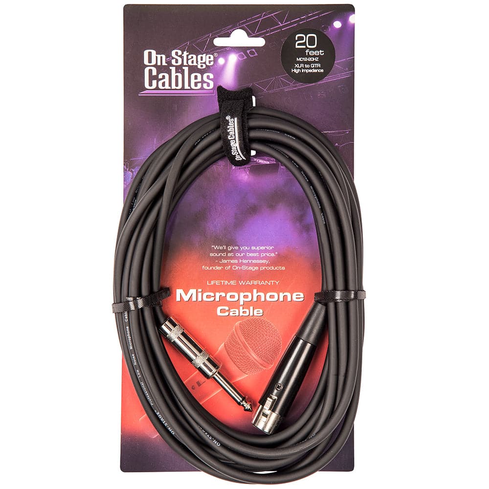 On-Stage Hi-Z Microphone Cable XLR-Jack - 20ft/6m
