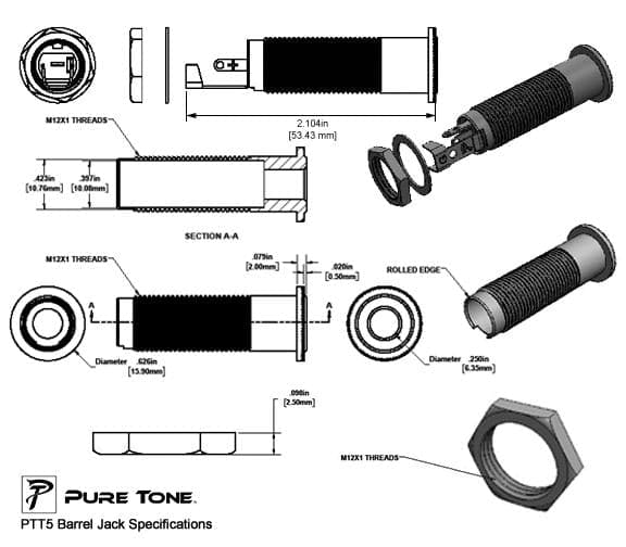 Pure Tone Mono & Stereo 1/4″ Barrel Jack - Chrome