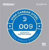 D'Addario 5x Plain Steel Guitar Strings .009 for Electric & Acoustic