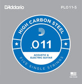 D'Addario 5x Plain Steel Guitar Strings .011 for Electric & Acoustic