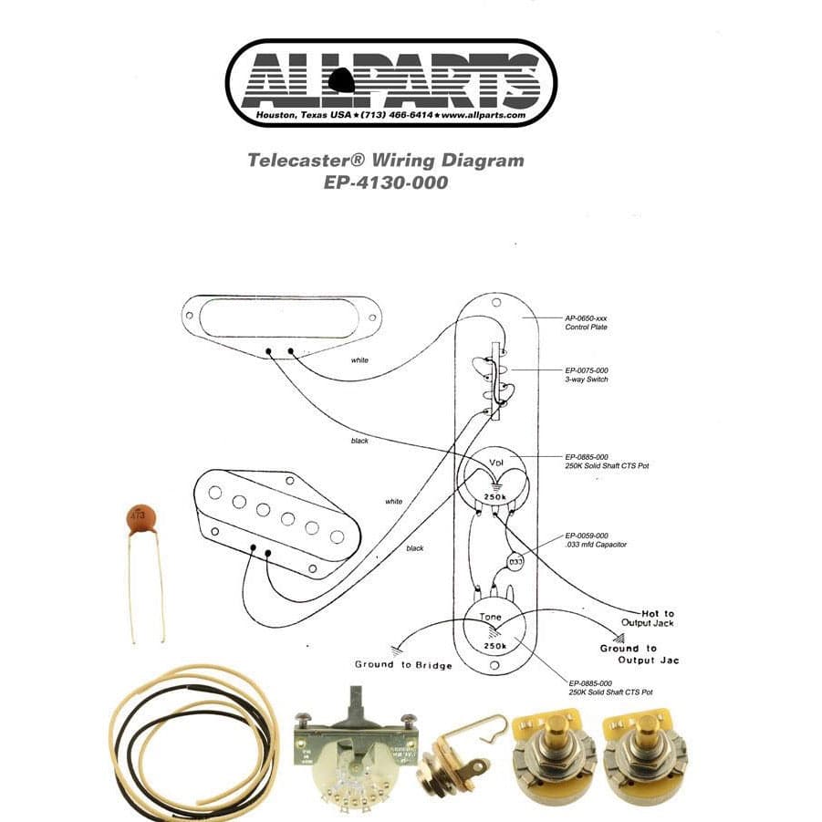 All Parts EP-4130-000 Wiring Kit for Telecaster® - Made in USA