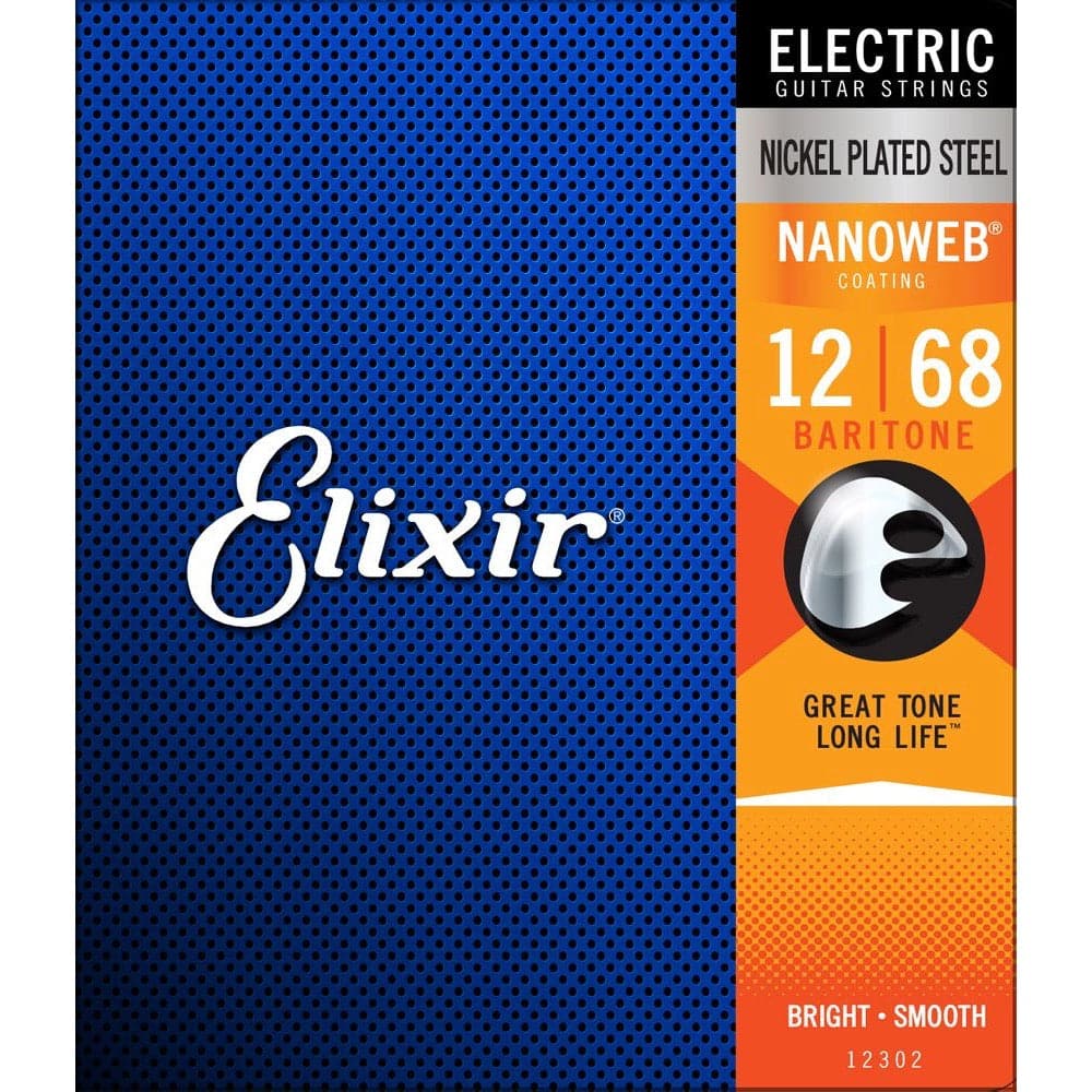 Elixir 12302 Nanoweb Coated Baritone Electric Guitar Strings - 12-68