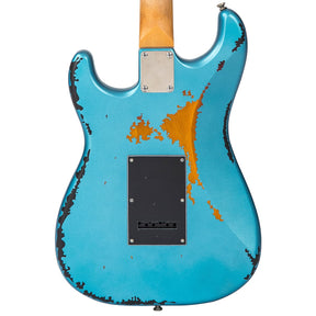 Vintage V6 ICON Electric Guitar ~ Distressed Gun Hill Blue Over Sunburst