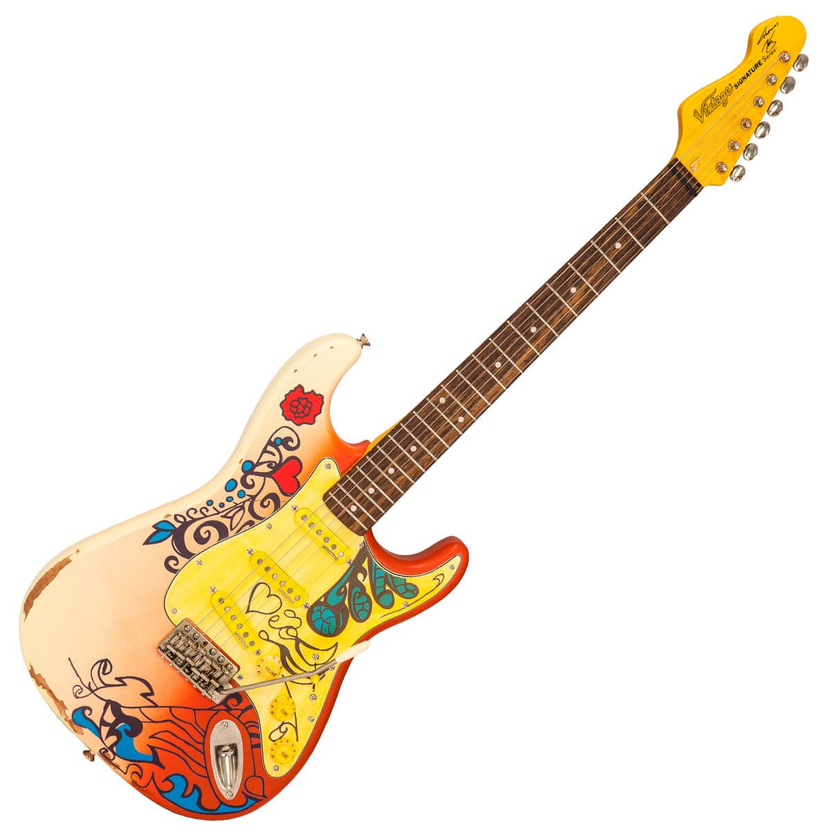 Vintage V6 Thomas Blug Signature Electric Guitar ~ 'Summer of love'