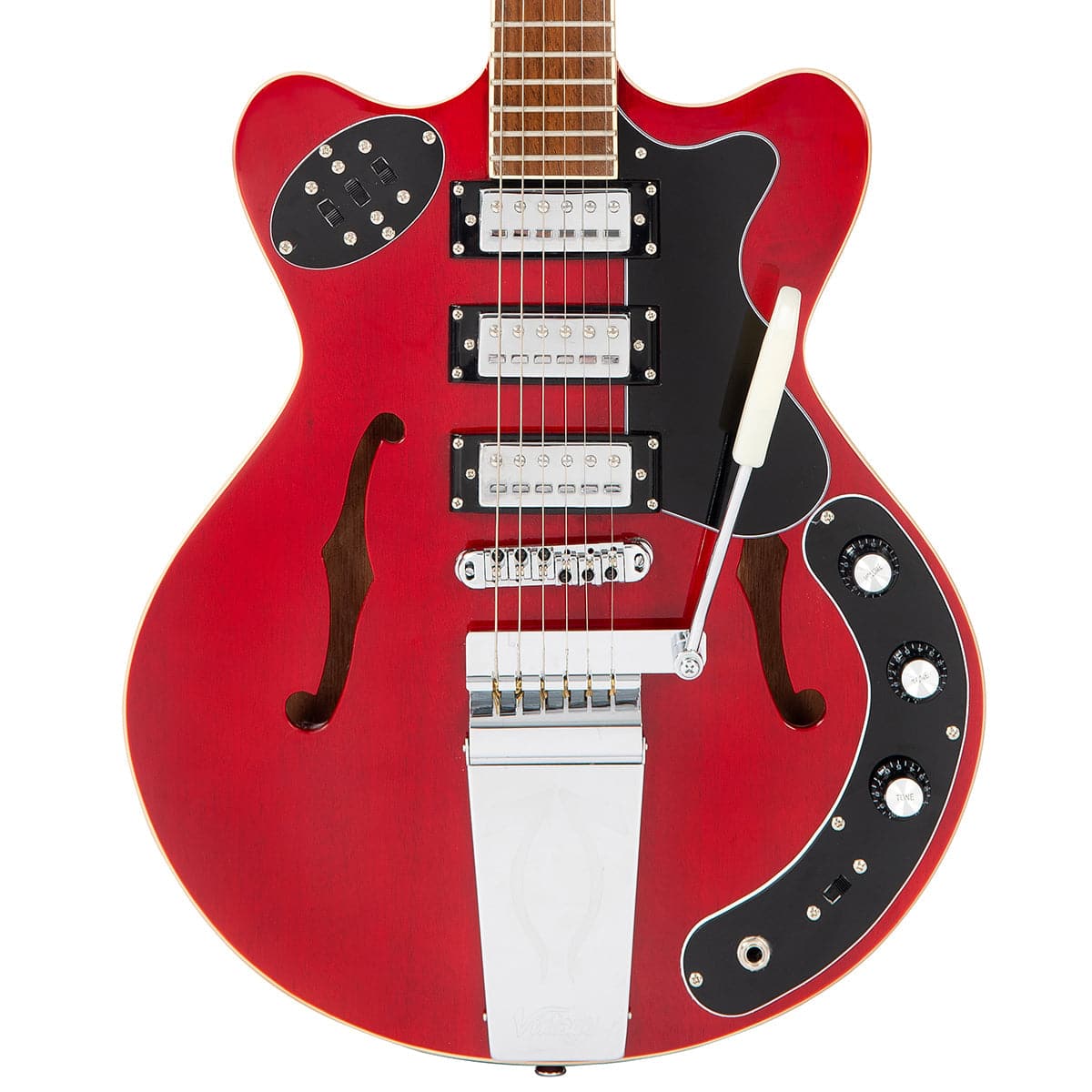 Vintage REVO Series 'Superthin' Guitar ~ Cherry Red