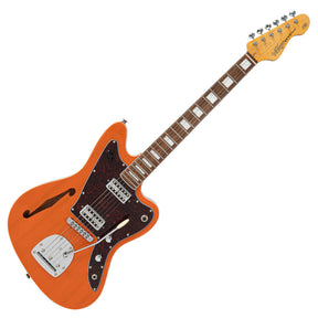 Vintage REVO Series 'Surfmaster' Thinline Twin Electric Guitar ~ Trans Orange