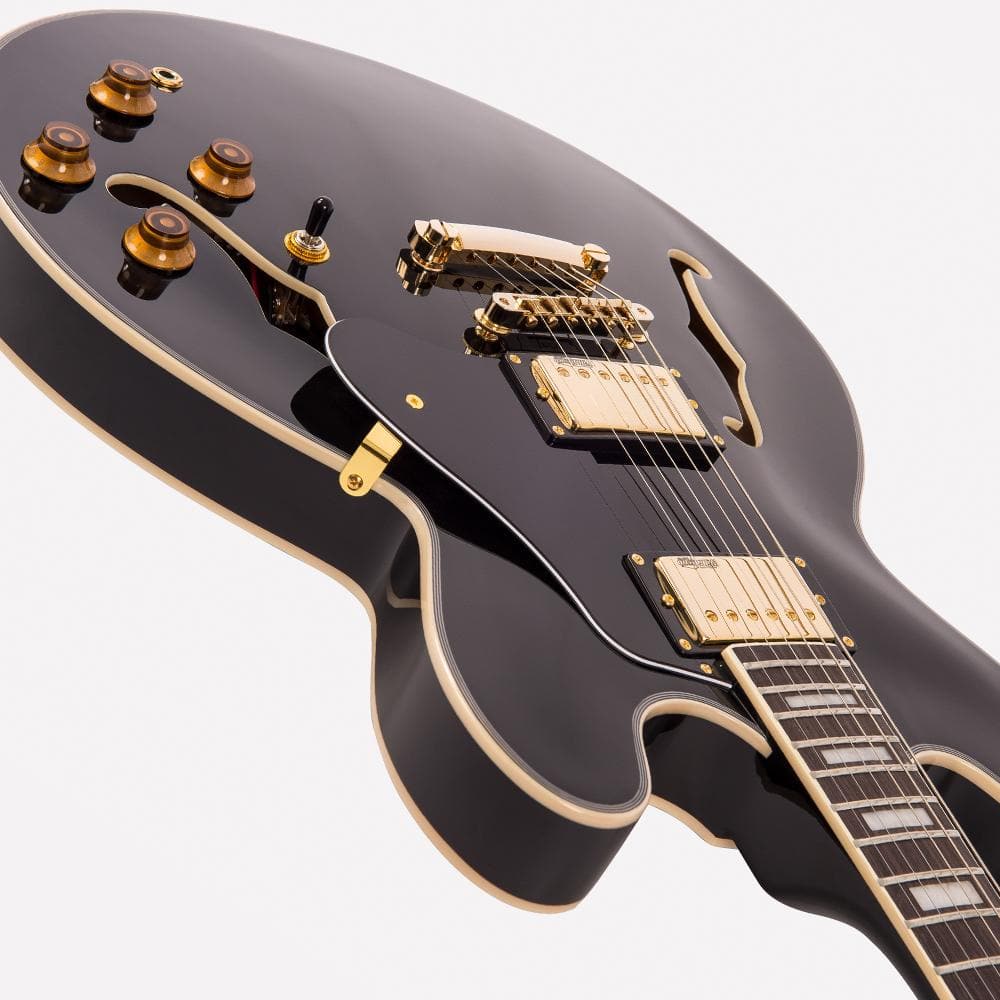 Vintage VSA500 ReIssued Semi Acoustic Guitar ~ Gloss Black
