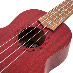 Laka Sapele Series Soprano Ukulele & Bag ~ Red