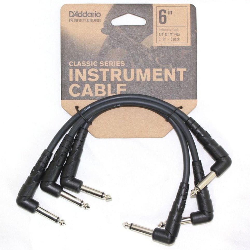 D'Addario Classic Patch Cables - 3 Pack - 6inches (15cm)