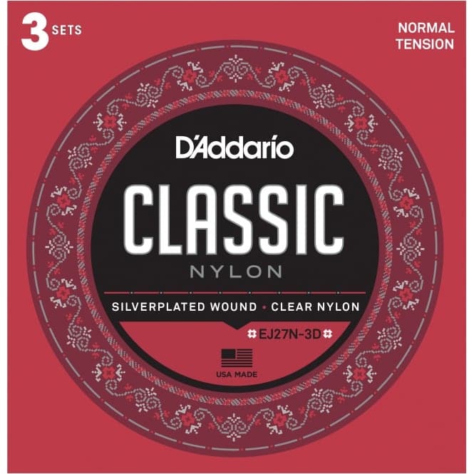 D'Addario EJ27N 3 Pack - Classic Nylon Classical Guitar Strings Normal Tension 28-43