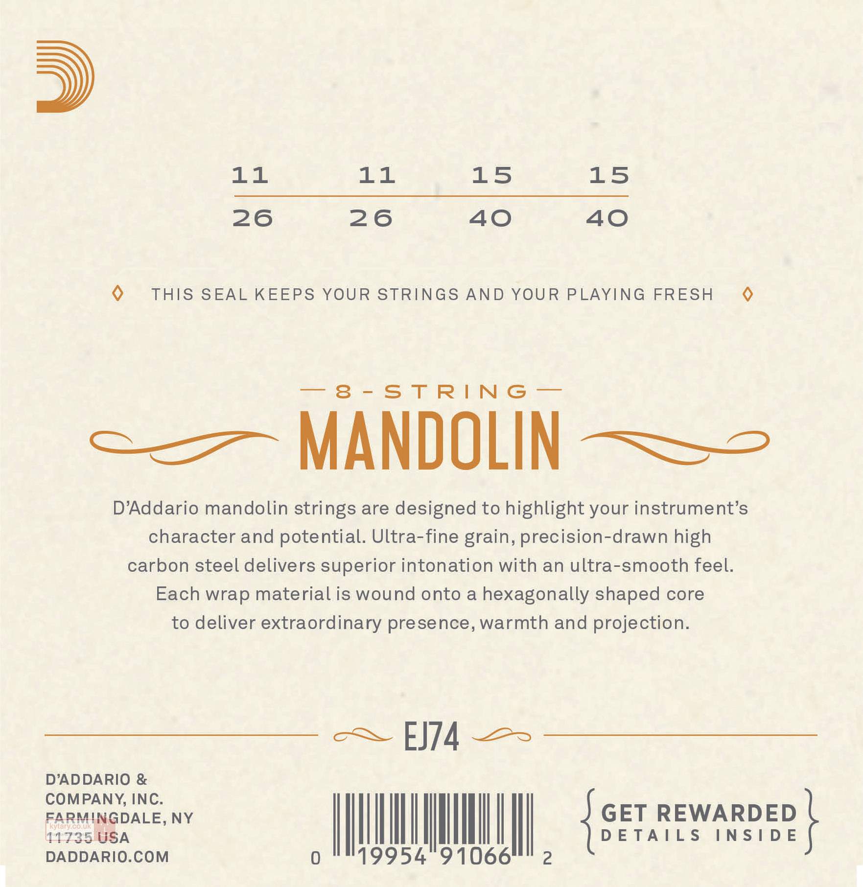 D'Addario EJ74 Phosphor Bronze Mandolin Strings - Medium 11-40