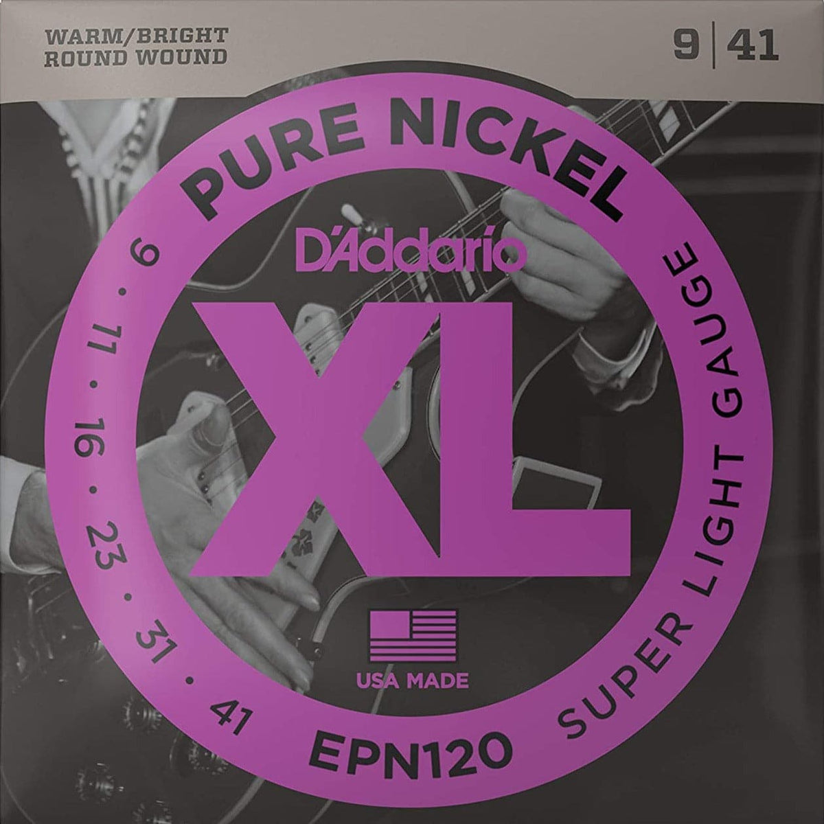 D'Addario EPN120 Pure Nickel Electric Guitar Strings - Super Light - 09-41