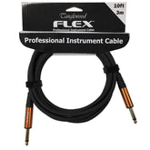 Tanglewood 3 Metre Black Rubber Instrument Guitar Cable - Straight