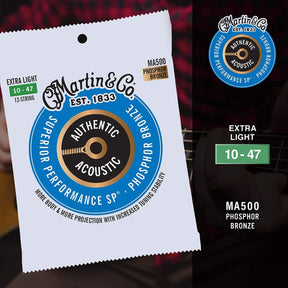 Martin Strings MA500 Phosphor Bronze Acoustic Guitar Strings 12 String Light 10-47