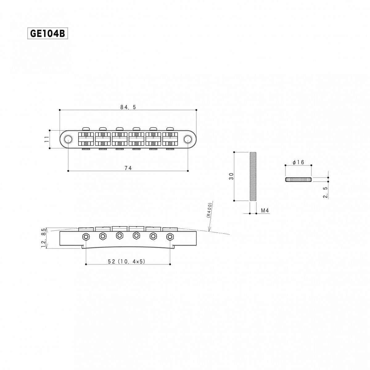 Gotoh GE104B-N Tune-o-Matic Bridge - Vintage Width - Nickel